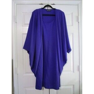 David Rose Jacket Dress Womens Large Knit Sleeveless Tank Open Cardigan Set